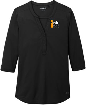 Ogio Women's Jewel Henley- Blacktop Image